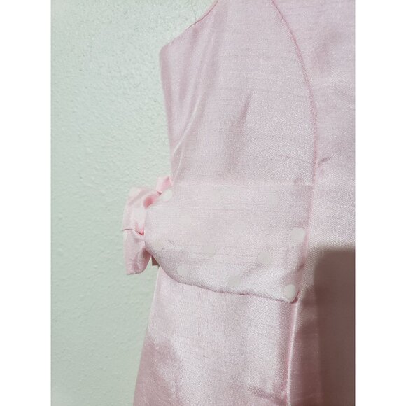 George pink and white polka dot side belt with a bow, formal dress, size 4 - Picture 2 of 7